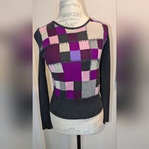 Colorful Patchwork Knit Sweater